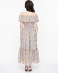 SIXDO Floral Off-Shoulder Maxi Voile Dress